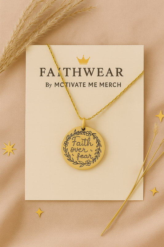 Faith Over Fear - Gold Pendant Necklace